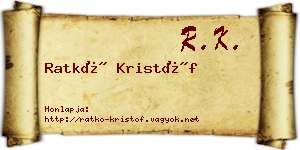 Ratkó Kristóf névjegykártya
